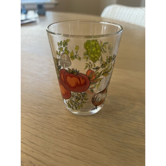 Arcoroc France Spice of Life Glass Tumbler Mushroom Tomato Pattern - Picture 2 of 7